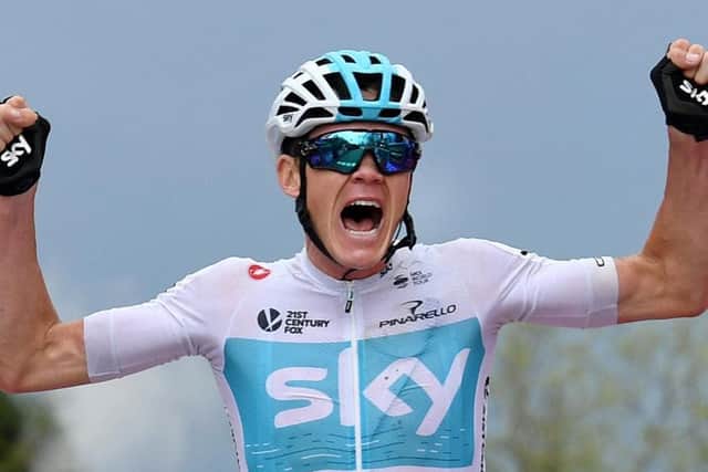 Chris Froome finished six seconds ahead of compatriot Simon Yates. Picture: AP.