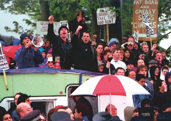 Timex employees demonstrate in 1993. Picture: Ian Rutherford