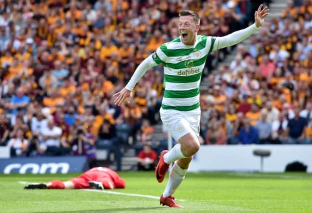 Celtic's Callum McGregor celebrates scoring in the Scottish Cup final. Picture: Bill Murray/SNS