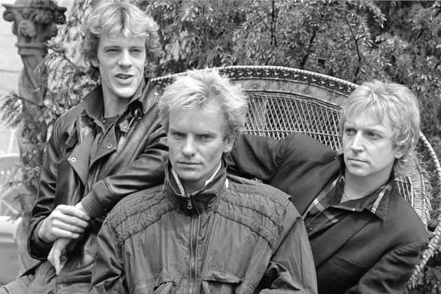 The Police in 1983, from left, Sting, drummer Stewart Copeland and guitarist Andy Summers. PA/PA Wire.