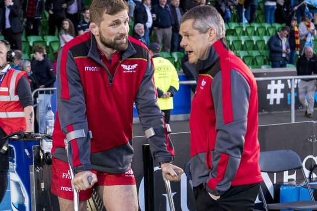 John Barclay was injured playing for Scarlets against Glasgow on Friday. Picture: Bill Murray/SNS