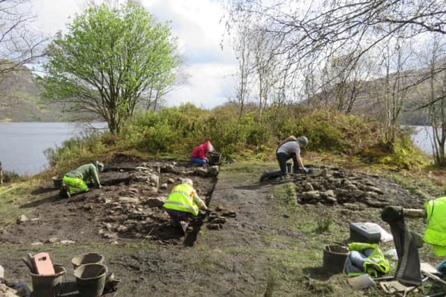 Archaeologists at the site of  17th Century almshouses at the western shore of Loch Lomond. PIC: Heather James/Calluna Archaeology.