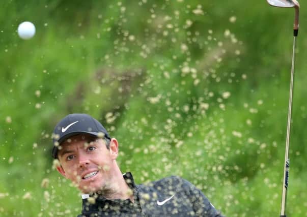 Rory McIlroy plays out of a bunker during the pro-am for the BMW PGA Championship at Wentworth.  Picture: Alex Pantling/Getty Images