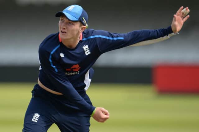 Dom Bess of England bowls during a training session. Picture: Philip Brown/Getty Images
