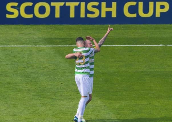 Scott Brown celebrates the double treble-clinching Scottish Cup win. Picture: Bill Murray/SNS