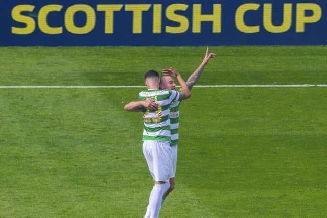 Scott Brown celebrates the double treble-clinching Scottish Cup win. Picture: Bill Murray/SNS
