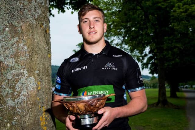 Glasgow Warriors' Matt Fagerson with his Young Player of the Year Award. Picture: Ross Parker/SNS/SRU