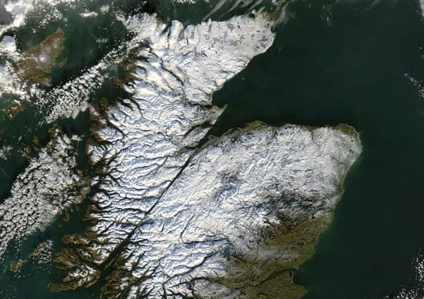 A satellite image of Scotland. The space sector in the country now supports some 7,000 jobs