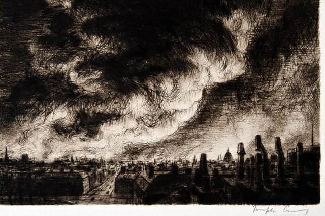 One of Joseph Gray's etchings of the London Blitz