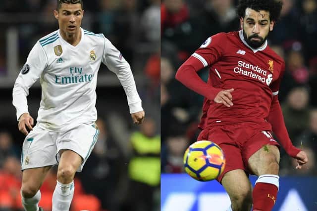 Cristiano Ronaldo and Mo Salah carry the goal threats for Real Madrid and Liverpool in tonight's final. Picture: AFP/Getty.