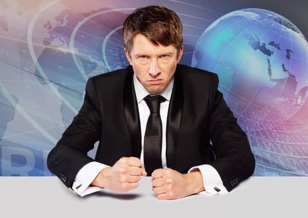 Character comedian Tom Walker as the fictitious news reporter Jonathan Pie