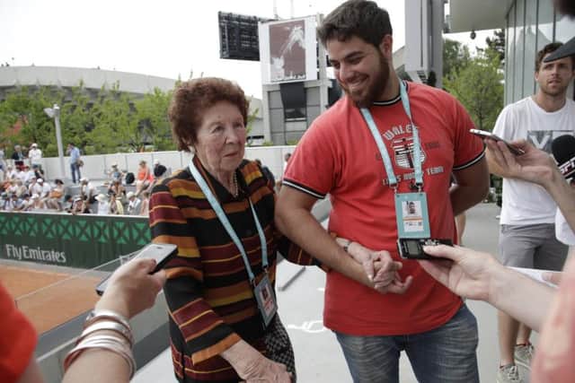 Argentina's Marco Trungelliti's grandmother Dafne Botta and his brother Andre accompanied the tennis player Roland Garros. Picture: Alessandra Tarantino/AP