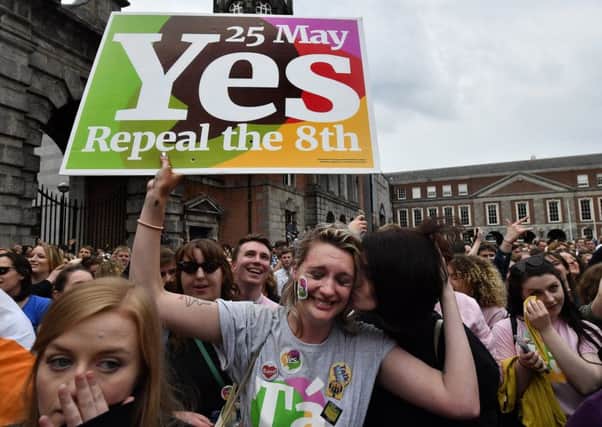 People celebrate after a referendum voted to overturn the Republic of Ireland's ban on abortion (Picture: Getty)