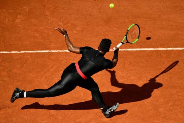 Serena Williams plays a shot against Czech Republic's Kristyna Pliskova. Picture: Christophe Simon/AFP
