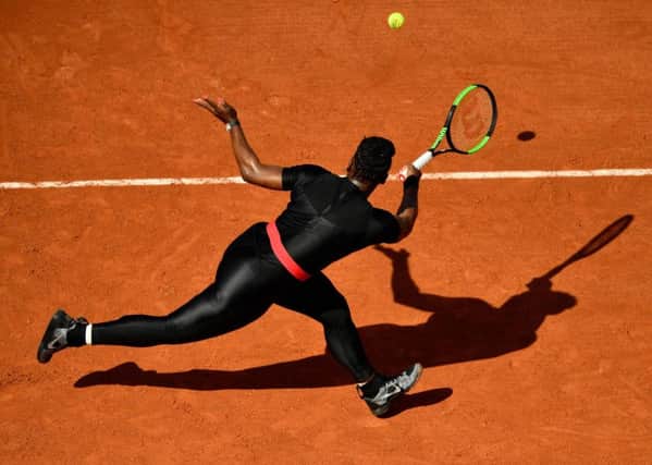 Serena Williams plays a shot against Czech Republic's Kristyna Pliskova. Picture: Christophe Simon/AFP