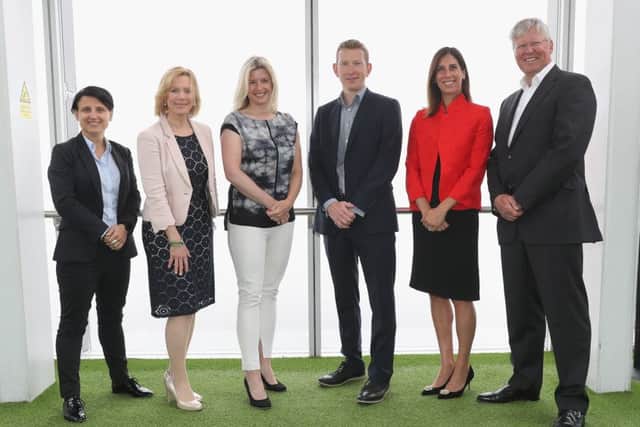 The Women in Golf Charter is launched in London. From left: Chyloe Kurdas (Golf Australia), Hazel Irvine (BBC), Sarah Stirk (Sky Sports), Nick Pink (England Golf), Liz Dimmock (Moving Ahead) and Martin Slumbers (The R&A). Picture: The R&A/Getty Images