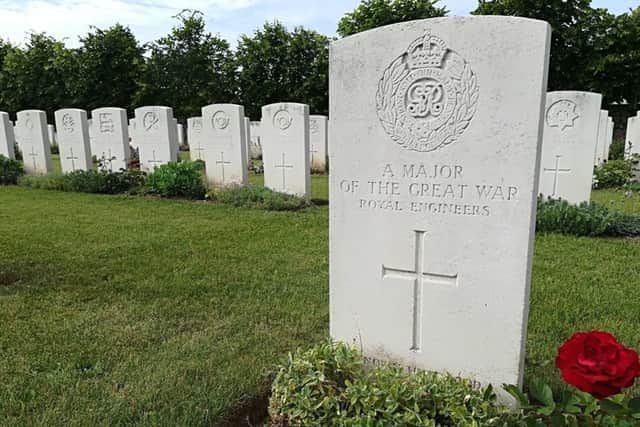 The original grave which has now been rededicated to Major Soutar following work by the Western Front Association. PIC: Western Front Association.