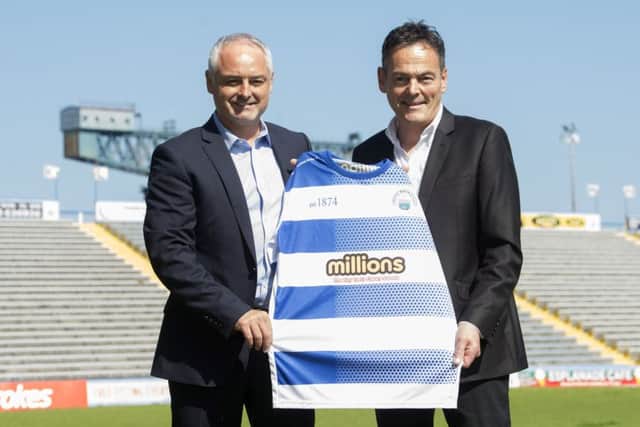 Ray McKinnon is unveiled as the new Morton manager, alongside chairman Crawford Rae. Picture: Craig Foy/SNS