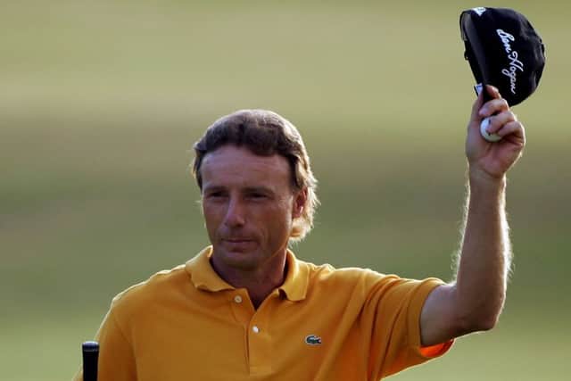 Bernhard Langer acknowledges the crowd during the 2005 Open Championship in St Andrews. Picture: Andrew Redington/Getty