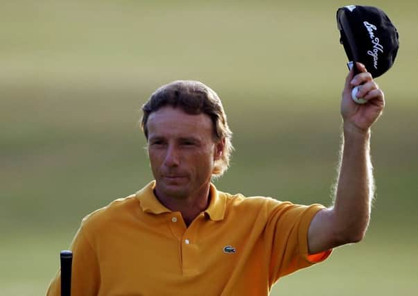 Bernhard Langer acknowledges the crowd during the 2005 Open Championship  in St  Andrews. Picture: Andrew Redington/Getty