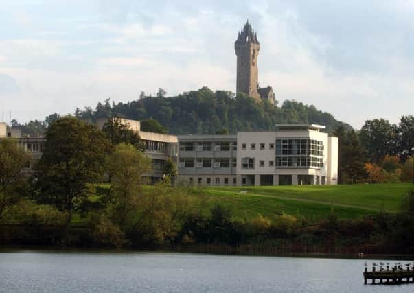 Stirling University buildings and campus in the shadow of the Wallace Monument - pic Donald MacLeod 8.10.02