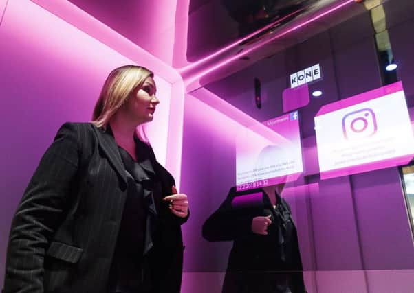 World's first "social media" lift at the Myyrmanni shopping centre in Vantaa, Finland

Picture: KONE