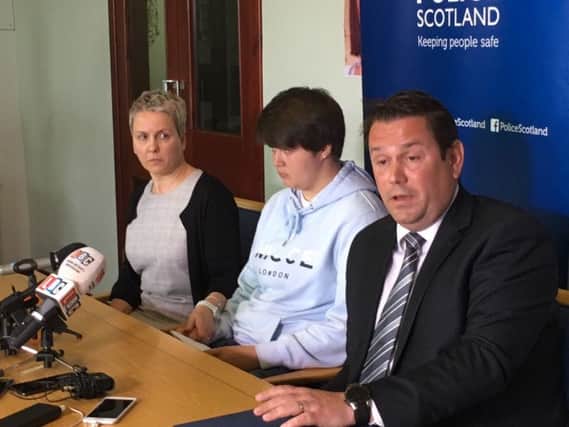 Patricia Henry's cousin, Jacqueline McCarthy (left), and Patricia's daughter, Alannah McGrory (centre), with DCI Alan Sommerville at a press conference in Paisley, Renfrewshire. Picture: Paul Ward/PA Wire