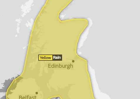 The yellow weather warning covers most of Scotland. Picture: Met Office
