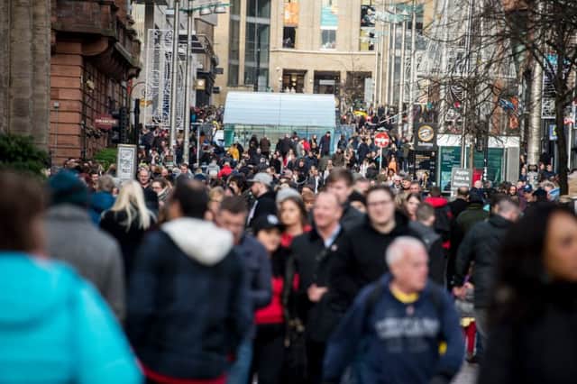 Shoppers in Glasgow's Buchanan Street. Growth in the Scottish economy remains sluggish. Picture: John Devlin