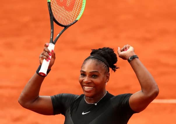 Shes back: Serena Williams celebrates victory. Photograph: Clive Brunskill/Getty Images