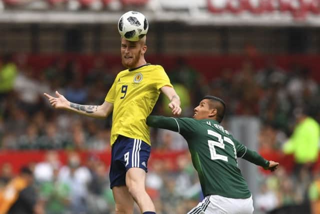 Oli McBurnie saw a header come back off the inside of the post. Picture: AFP/Getty.