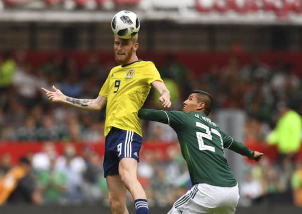 Oli McBurnie saw a header come back off the inside of the post. Picture: AFP/Getty.