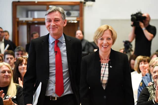 Scottish Labour leader Richard Leonard with new deputy Lesley Laird. Picture: Jeff J Mitchell/Getty Images