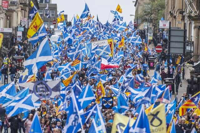 Around 40,000 people took to streets of Glasgow last month for a pro-indy march. Picture: John Devlin