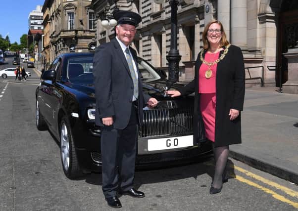 The 'politically awake' Lord Provost of Glasgow, Eva Bolander, with the city's new Rolls-Royce