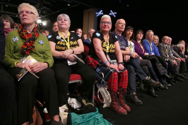 Delegates look on during the SNP Spring Conference at the AECC in Aberdeen