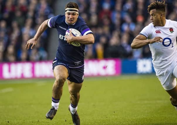 Scotland's Stuart McInally on the charge against England. Picture: Bill Murray/SNS/SRU