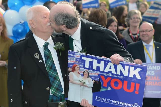 Equal Marriage supporters outside Holyrood..

Pic Neil Hanna