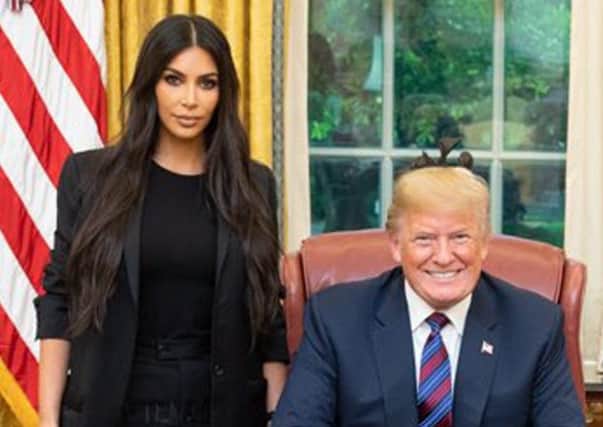 Kim Kardashian West shown during her visit to US president Donald Trump