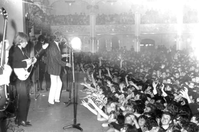 The Rolling Stones perform at the Empress Ballroom in Blackpool in 1964. Minutes after this picture was taken, fans invaded the stage. Picture: Blackpool Gazette/Johnston Press
