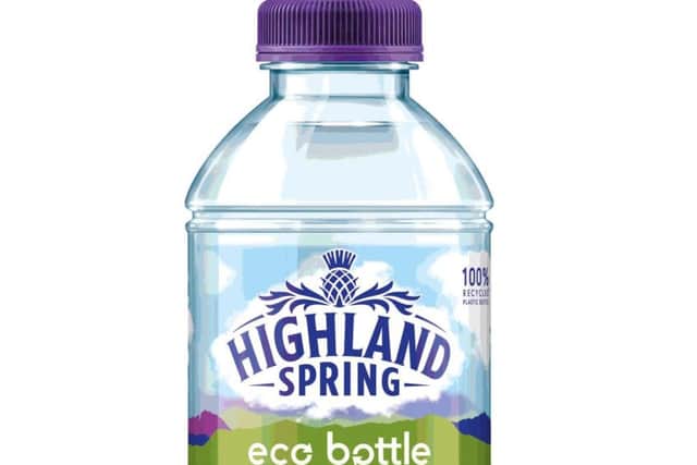 The Highland Spring 'eco bottle', made of 100% recycled plastic. Picture: PA Wire