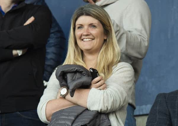 Kayleigh Grieve, Uefa's marketing manager for women's football, watches Scotland take on Belarus at Falkirk Stadium. Picture: Ross Parker/SNS