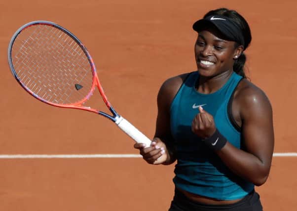 Sloane Stephens celebrates her semi-final victory over Madison Keys. Picture: AFP/Getty