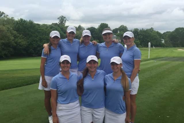 The Great Britain & Ireland team line up ahead of the Curtis Cup which begins at Quaker Ridge today.