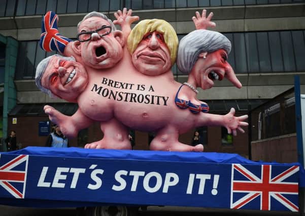 A float at a recent protest against Brexit sends up members of the Tory Cabinet. Picture: Oli Scarff/Getty