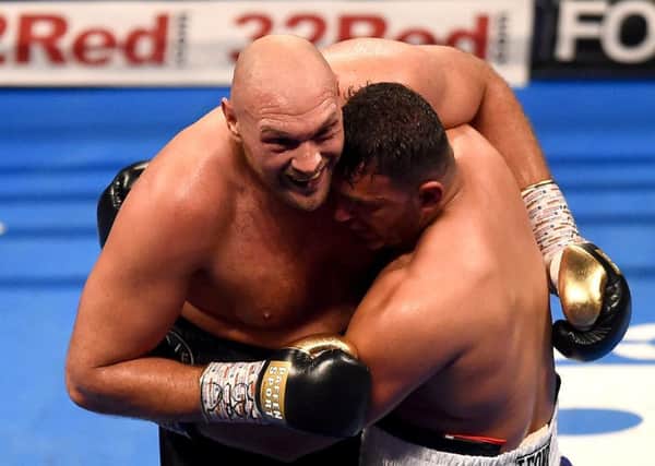 Tyson Fury towered over Sefir Seferi during four farcical rounds. Picture: Getty.