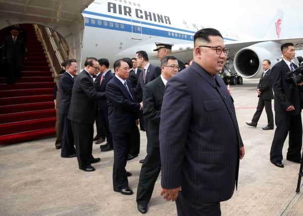 North Korean leader Kim Jong Un arriving at Singapore International airport in Singapore. Picture: AFP