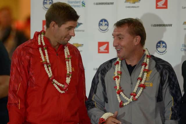 Steven Gerrard with Brendan Rodgers during their time at Liverpool. Picture: PORNCHAI KITTIWONGSAKUL/AFP/Getty