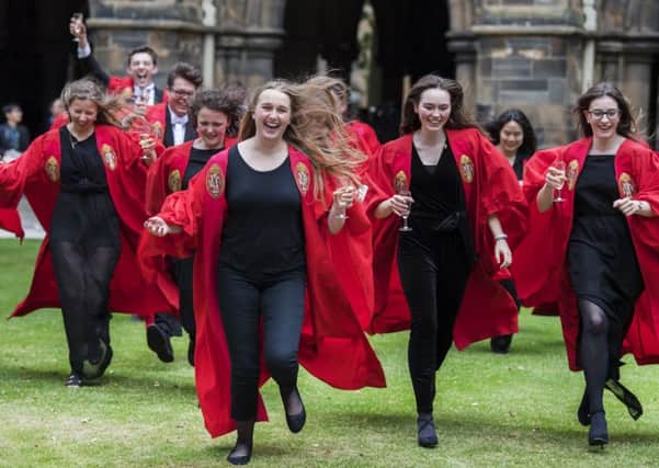 Glasgow University graduates celebrate  but is their joy likely to be short-lived away from the education treadmill? Picture: John Devlin