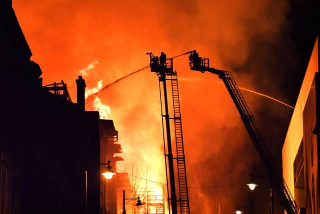 The fire took hold in Glasgow School of Art's Mackintosh Building late Friday night. Picture: John Devlin